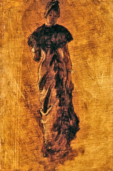 Estudo para "Visitantes Estrangeiros no Louvre", c.1880 (óleo sobre painel) de James Jacques Joseph Tissot