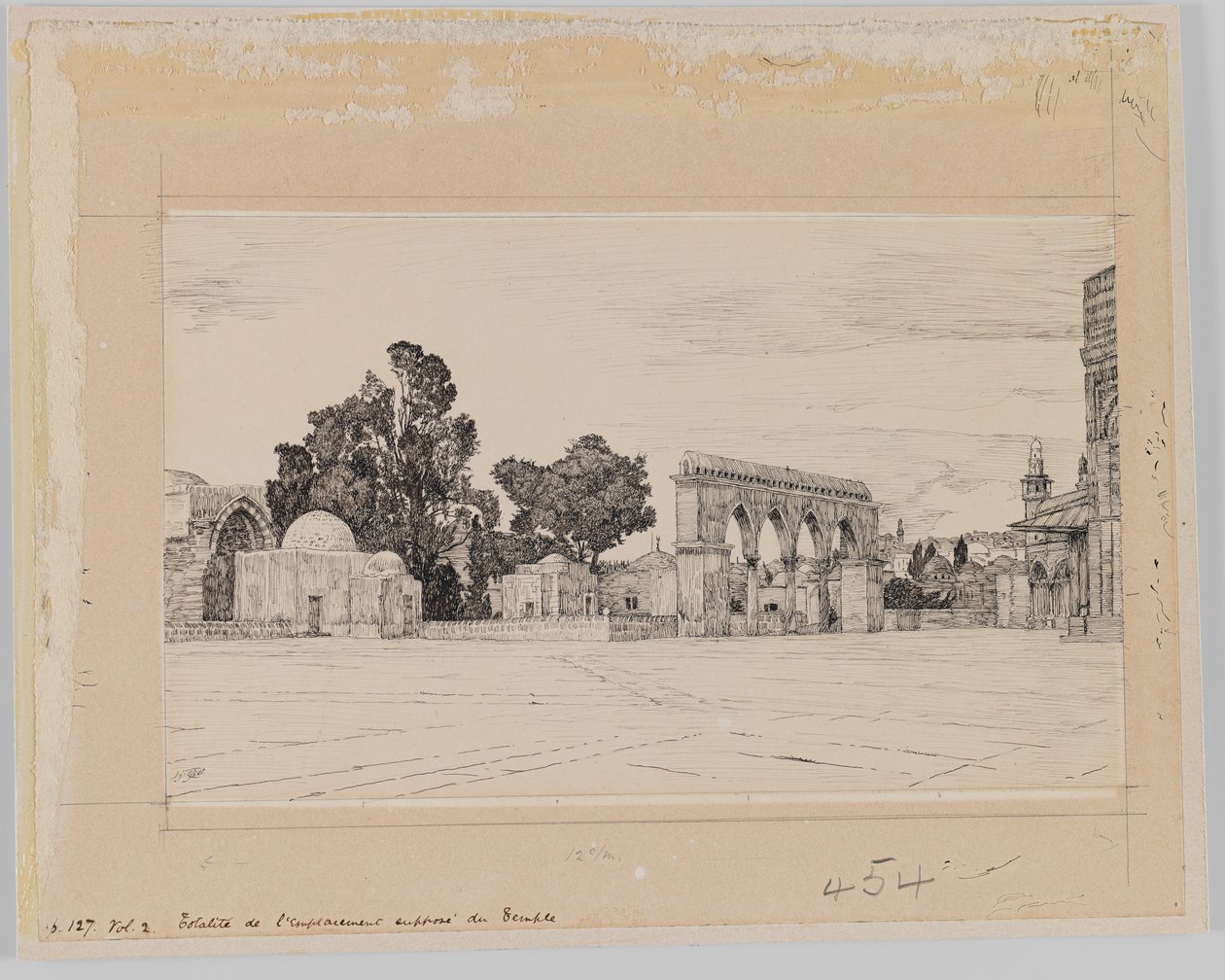 Suposto site do templo, ilustração da vida de nosso Senhor Jesus Cristo (tinta no papel) de James Jacques Joseph Tissot