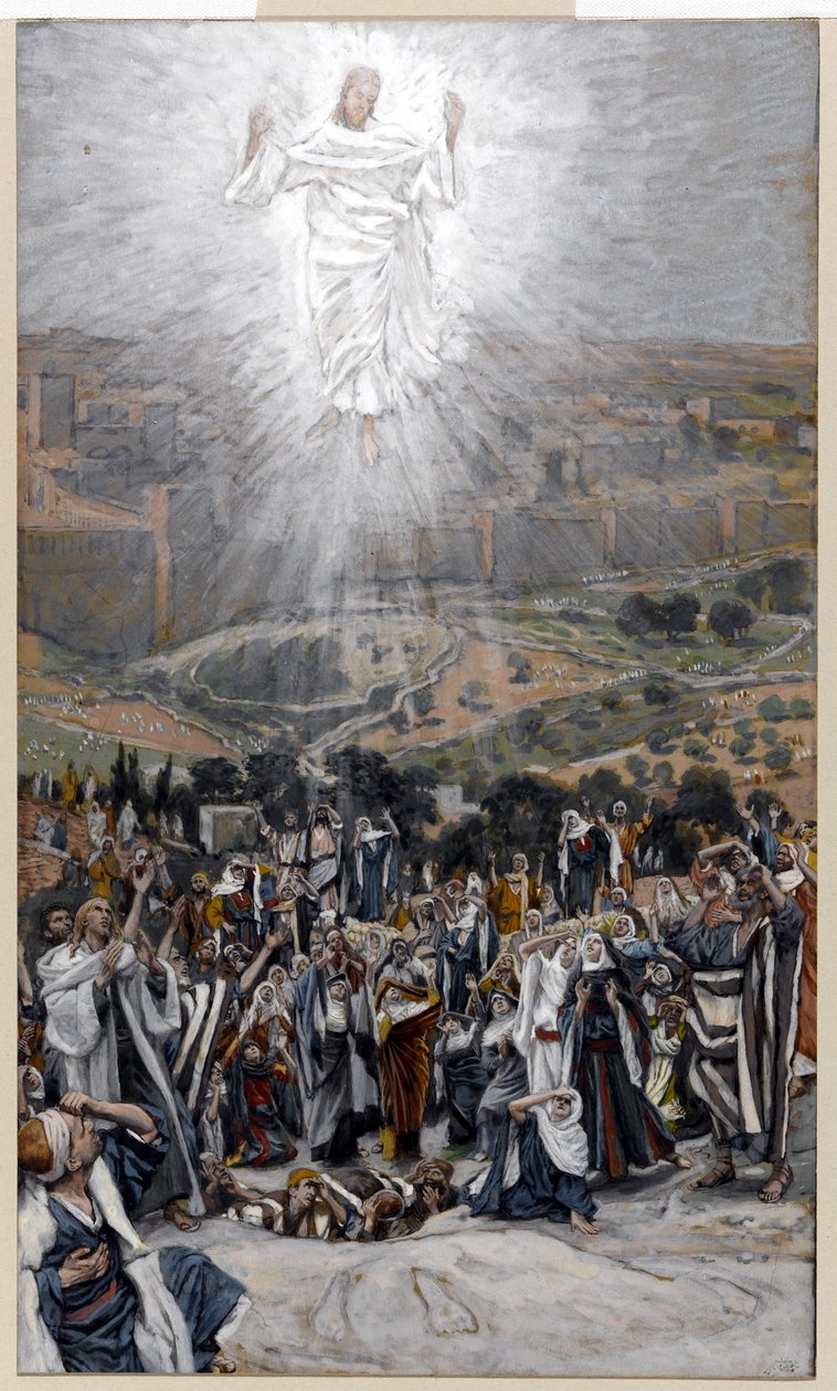 A Ascensão do Monte das Oliveiras, ilustração para A Vida de Cristo, c.1884-96 (wc e guache no cartão) de James Jacques Joseph Tissot