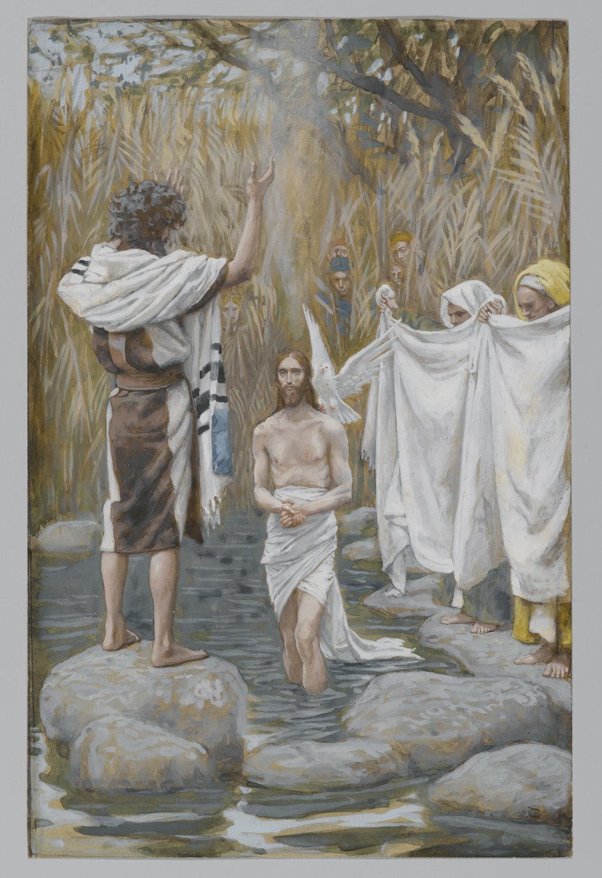 O batismo de Jesus, ilustração da vida de nosso Senhor Jesus Cristo (wc sobre grafite sobre papel) de James Jacques Joseph Tissot