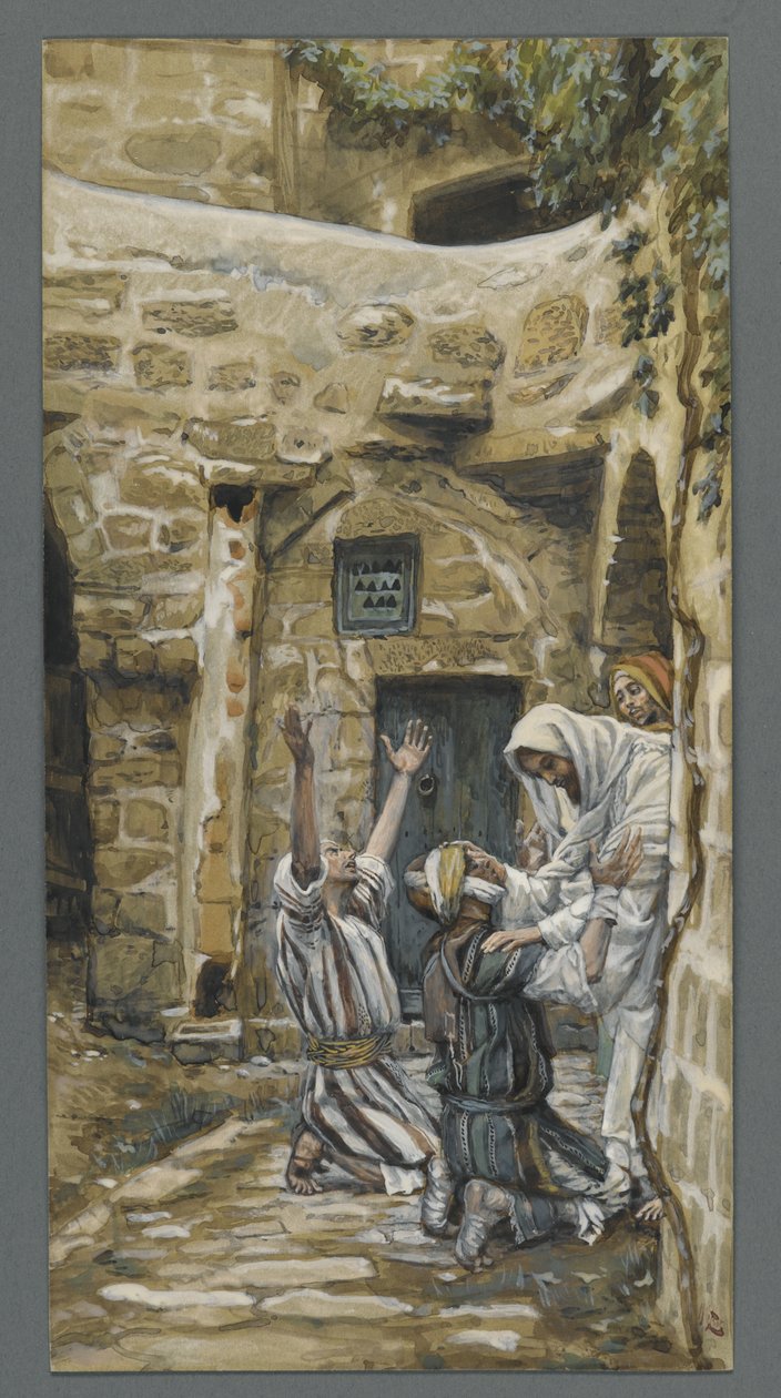 O cego de Cafarnaum, ilustração da vida de nosso Senhor Jesus Cristo (wc sobre grafite sobre papel) de James Jacques Joseph Tissot