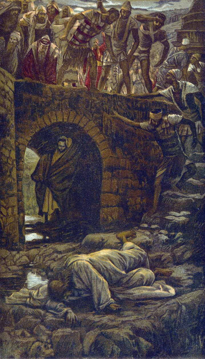 The Bridge over the Brook Kedron - from "The Life of Our Lord Jesus Christ" - 1899 por James Tissot - La vie de notre seigneur Jesus Christ, por Jacques Joseph (Jacques-Joseph) Tissot dit James Tissot (1836-1902) de James Jacques Joseph Tissot