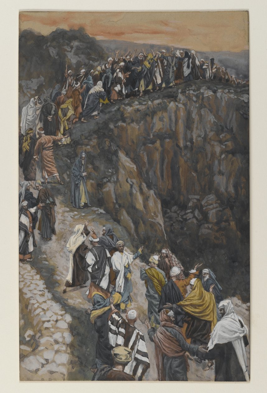 A sobrancelha da colina perto de Nazaré, ilustração da vida de nosso Senhor Jesus Cristo (wc sobre grafite no papel) de James Jacques Joseph Tissot