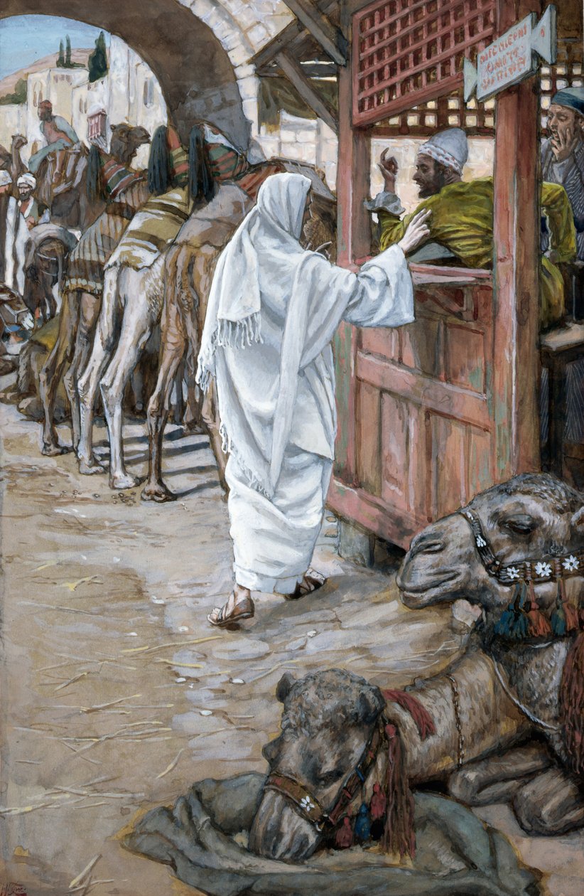 O Chamado de São Mateus, ilustração para A Vida de Cristo, c.1886-94 (wc e guache sobre papelão) de James Jacques Joseph Tissot