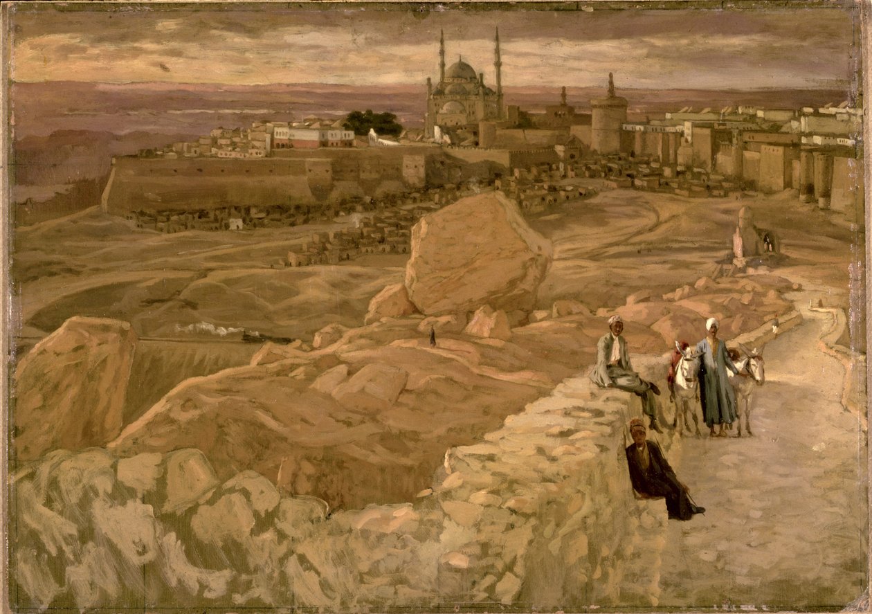 A cidadela do Cairo, vista do Mokattam, a sudeste, c.1886-96 (guache sobre papelão) de James Jacques Joseph Tissot