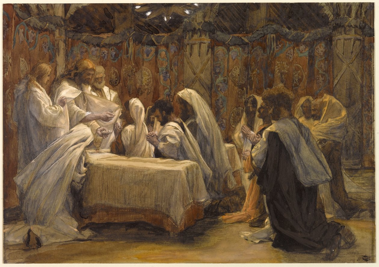 A Comunhão dos Apóstolos, ilustração para A Vida de Cristo, c.1884-96 (wc & guache sobre papelão) de James Jacques Joseph Tissot