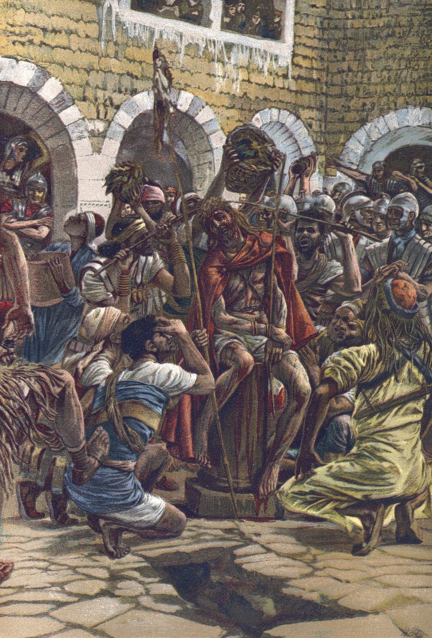 The Crown of Thorns - from "The Life of Our Lord Jesus Christ" - 1899 por James Tissot - La vie de notre seigneur Jesus Christ, por Jacques Joseph (Jacques Joseph) Tissot dit James Tissot (1836-1902) de James Jacques Joseph Tissot