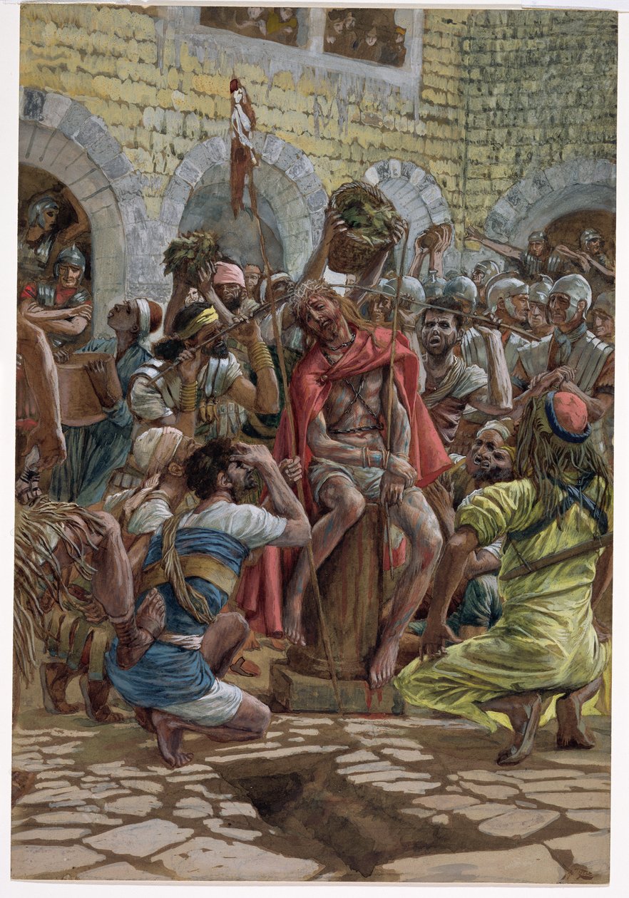 A Coroa de Espinhos, ilustração de "A Vida de Cristo", c.1886-94 (aguarela e guache sobre papelão) de James Jacques Joseph Tissot