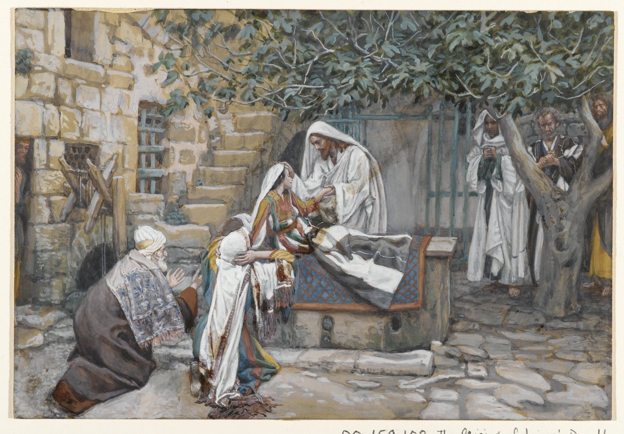 A Filha de Jairo, ilustração da Vida de Nosso Senhor Jesus Cristo (wc sobre grafite sobre papel) de James Jacques Joseph Tissot