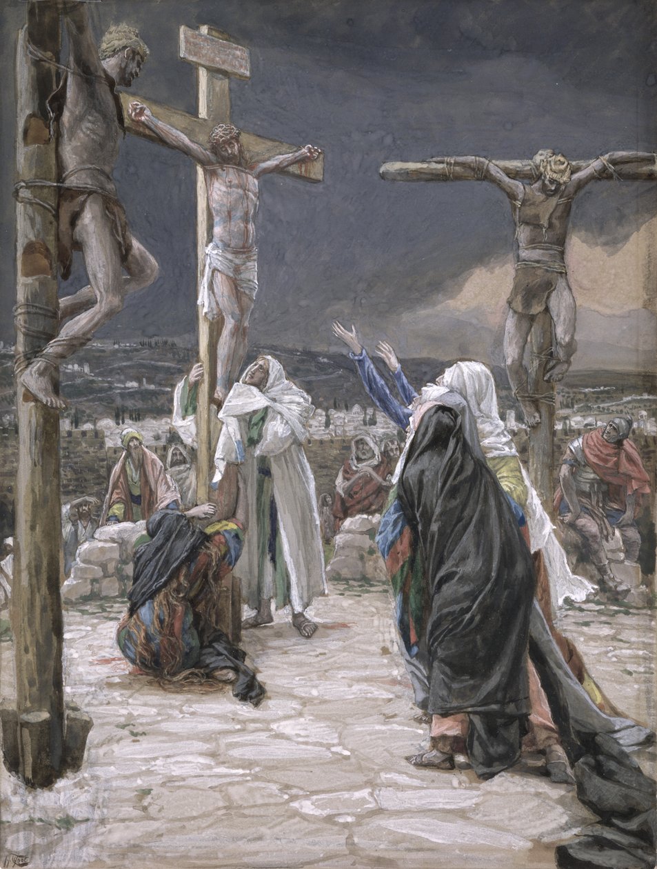 A morte de Jesus, ilustração para a vida de Cristo, c.1884-96 (wc e guache no cartão) de James Jacques Joseph Tissot
