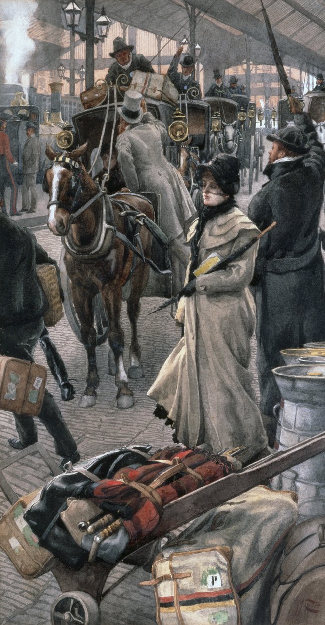 A Plataforma de partida, Estação Victoria (lápis e aguarela) de James Jacques Joseph Tissot