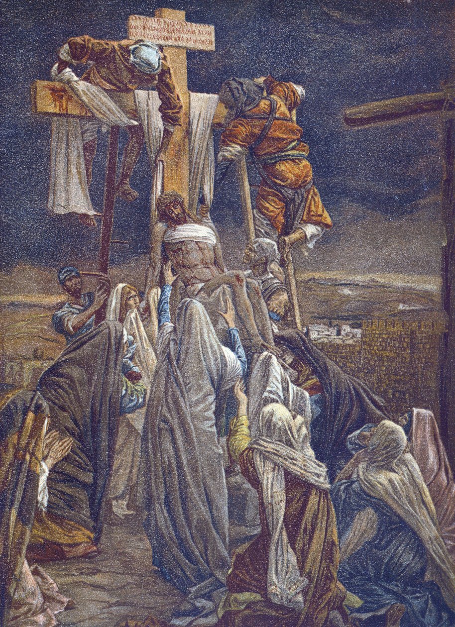 A Descida da Cruz - A Descida da Cruz - de "A Vida de Nosso Senhor Jesus Cristo" - 1899 por James Tissot - La vie de notre seigneur Jesus Cristo, por Jacques Joseph (Jacques-Joseph) Tissot dit James Tissot (1836-1902) de James Jacques Joseph Tissot
