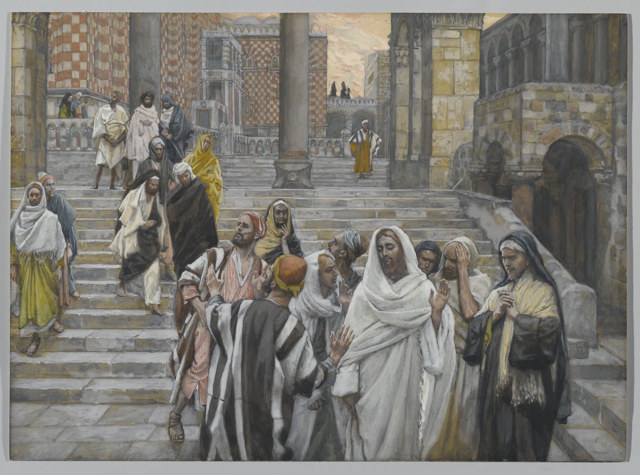 Os Discípulos Admiram os Edifícios do Templo, ilustração da Vida de Nosso Senhor Jesus Cristo, 1886-94 (wc sobre grafite sobre papel) de James Jacques Joseph Tissot