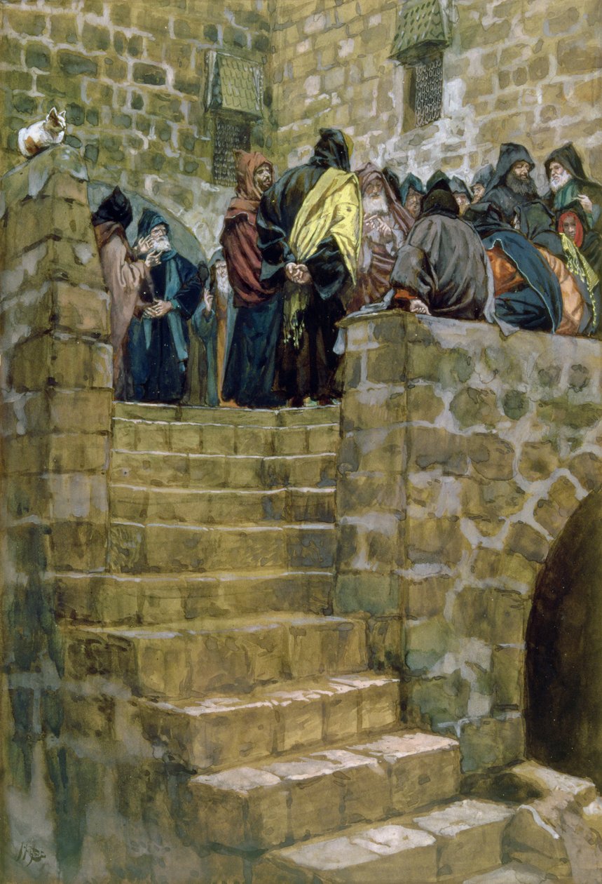O mau conselho de Caifás, ilustração para A vida de Cristo, c. 1867-96 (guache sobre papelão) de James Jacques Joseph Tissot