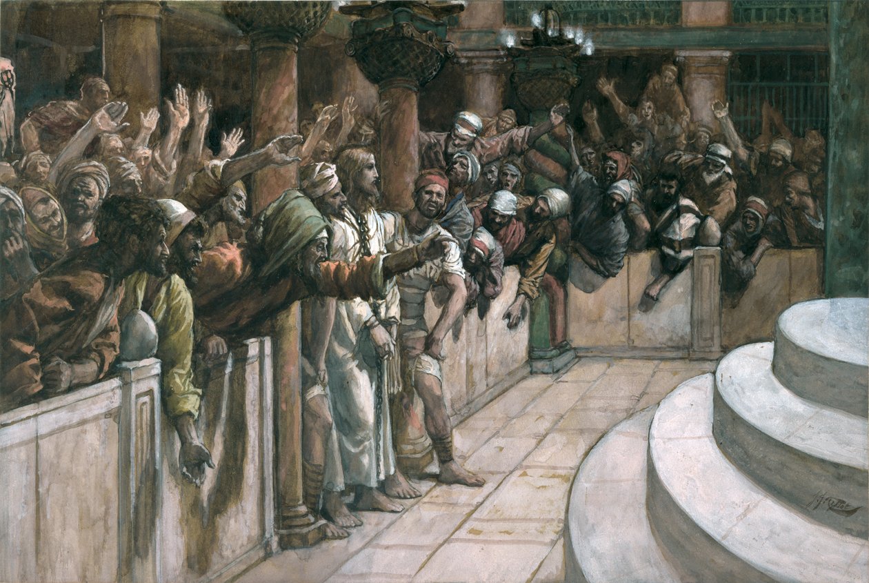A testemunha falsa, ilustração para a vida de Christ, c.1884-96 (wc & gouache no paperboard) de James Jacques Joseph Tissot
