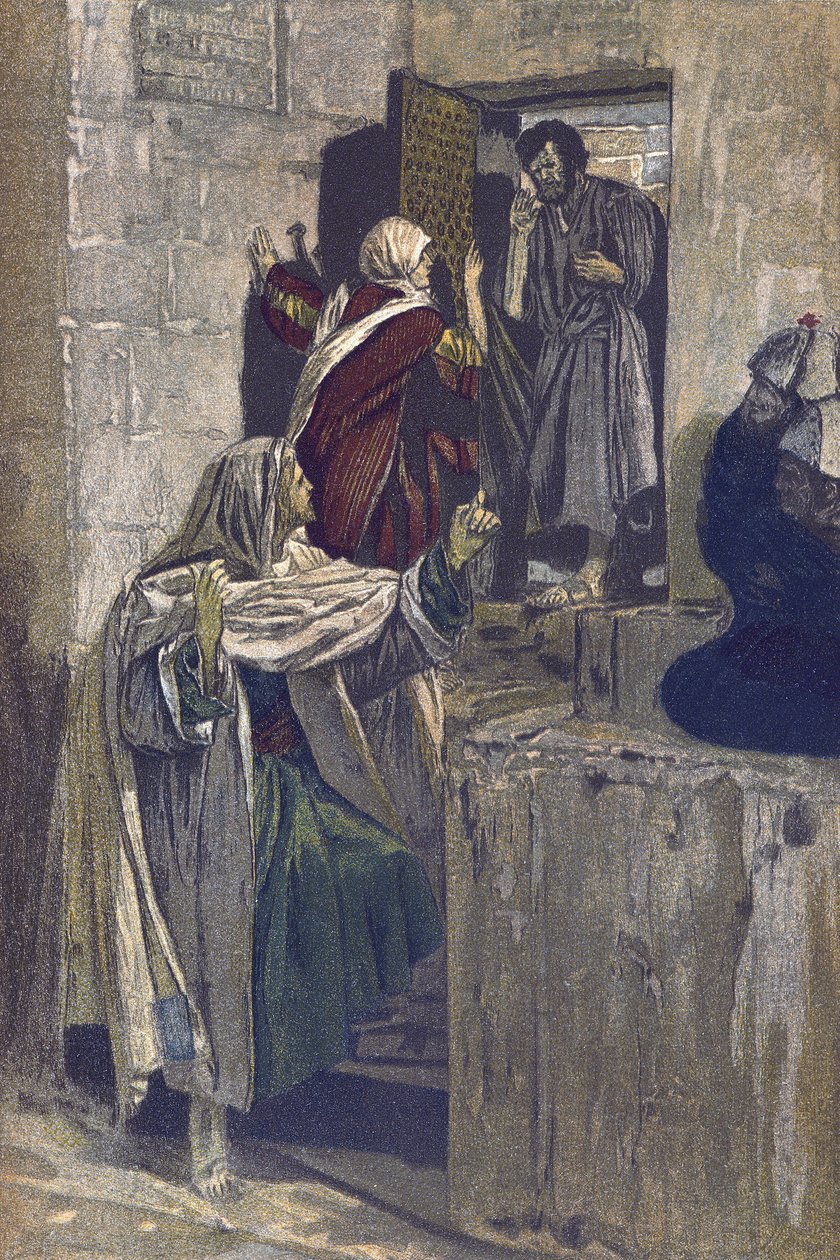 A Primeira Negação de São Pedro - A Primeira Negação de São Pedro - de "A Vida de Nosso Senhor Jesus Cristo" - 1899 por James Tissot - La vie de notre seigneur Jesus Cristo, por Jacques Joseph (Jacques Joseph) Tissot dit James Tissot (1836-1902) de James Jacques Joseph Tissot