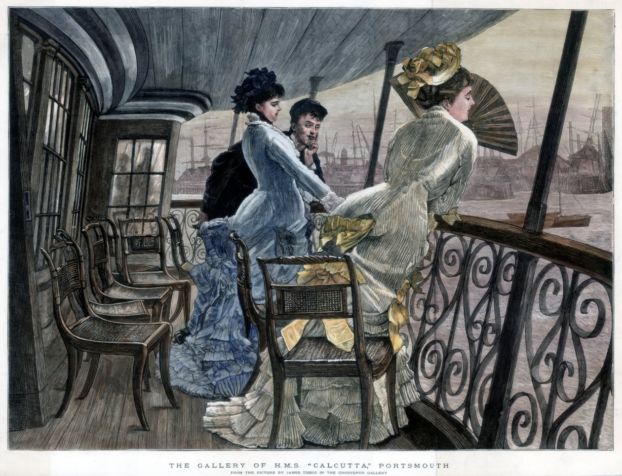 A Galeria do HMS Calcutá, Portsmouth, c1850-1900. de James Jacques Joseph Tissot