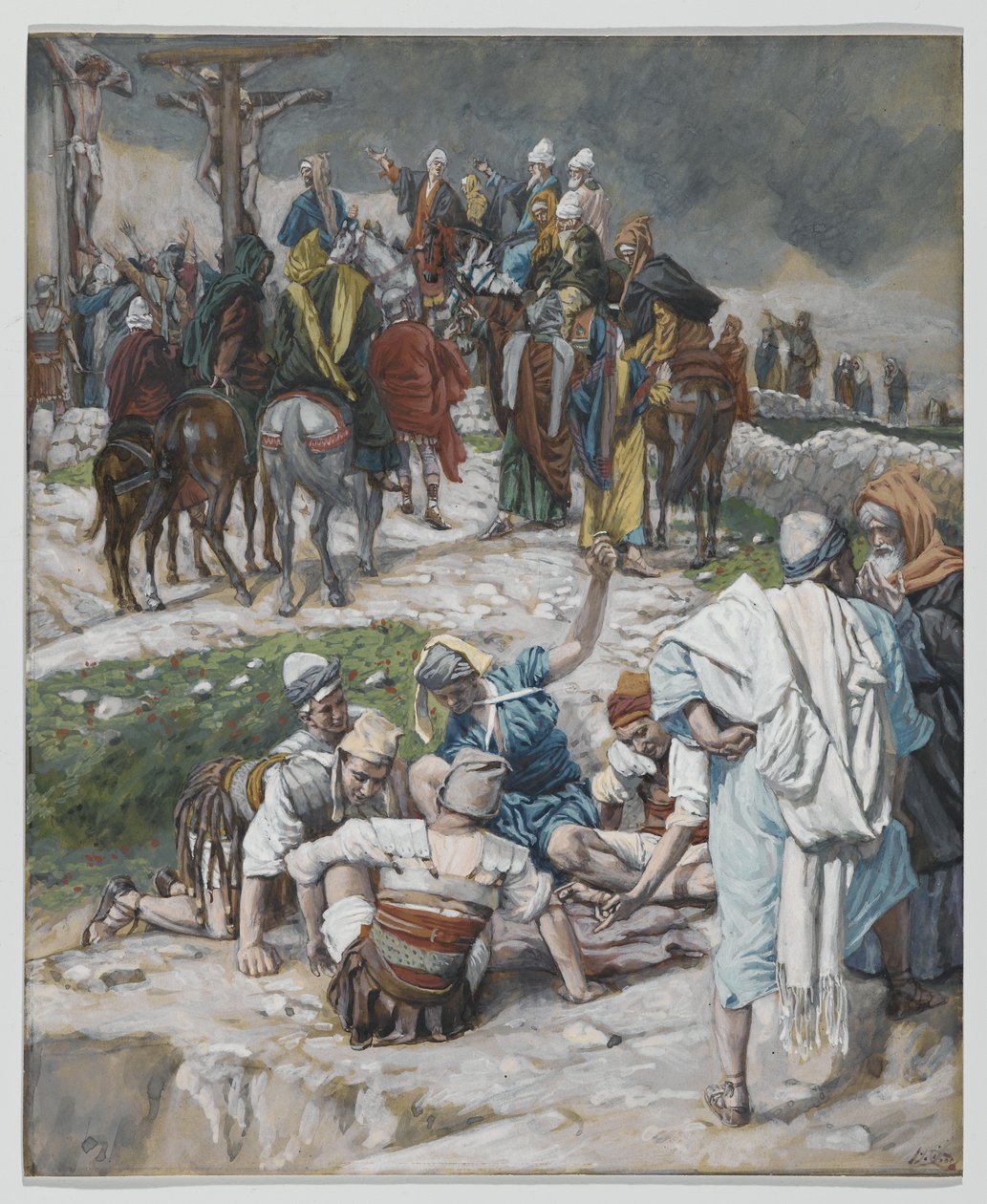 As vestimentas divididas pelos lotes de elenco, ilustração da Vida de Nosso Senhor Jesus Cristo, 1886-94 (wc sobre grafite sobre papel) de James Jacques Joseph Tissot