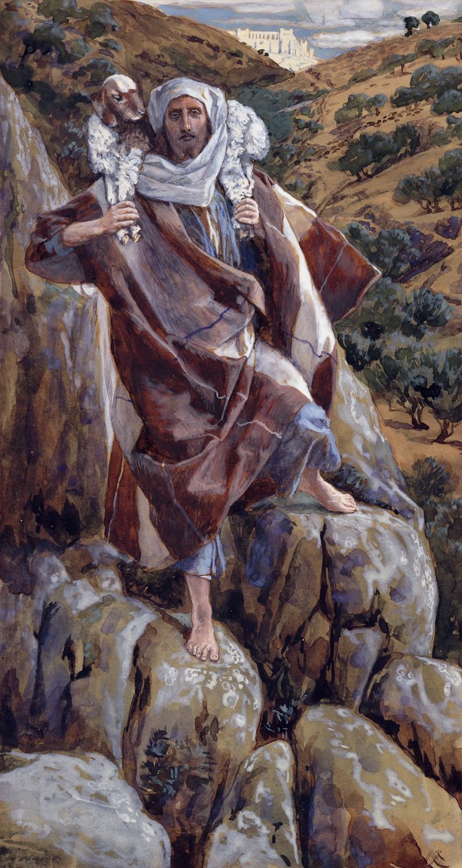 O Bom Pastor, ilustração para A Vida de Cristo, c.1886-94 (guache sobre papelão) de James Jacques Joseph Tissot