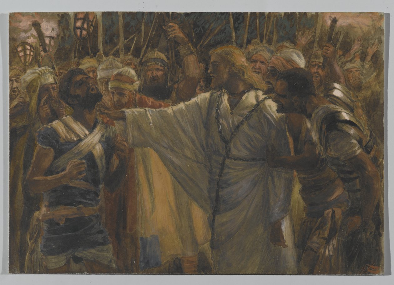 A cura de Malco, ilustração da Vida de Nosso Senhor Jesus Cristo, 1886-94 (wc sobre grafite sobre papel) de James Jacques Joseph Tissot