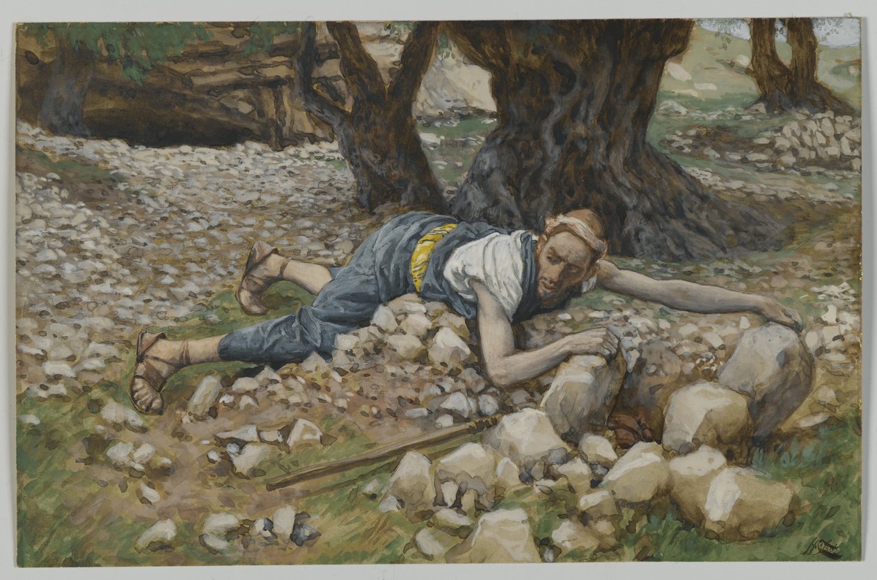 The Hidden Treasure, ilustração da Vida de Nosso Senhor Jesus Cristo (wc sobre grafite sobre papel) de James Jacques Joseph Tissot
