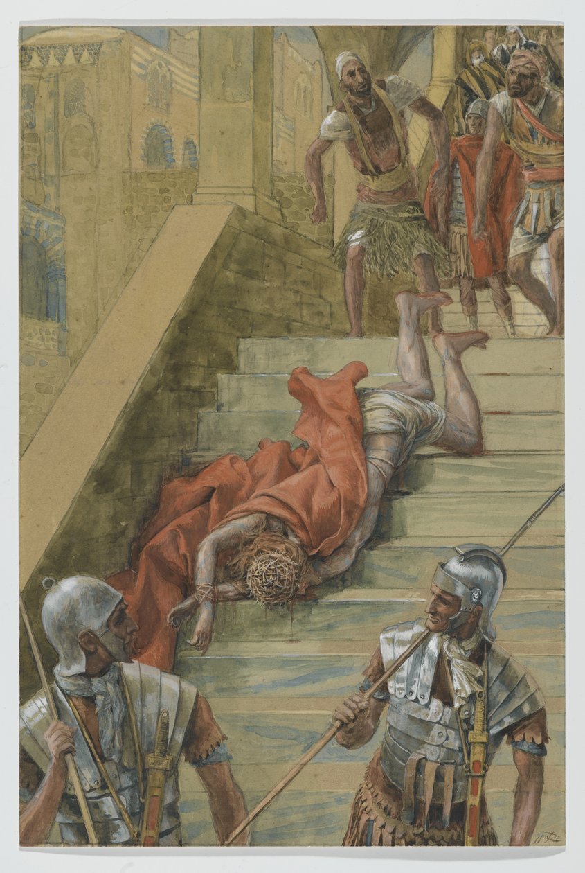 A Escada Santa, ilustração da Vida de Nosso Senhor Jesus Cristo, 1886-94 (wc sobre grafite sobre papel) de James Jacques Joseph Tissot