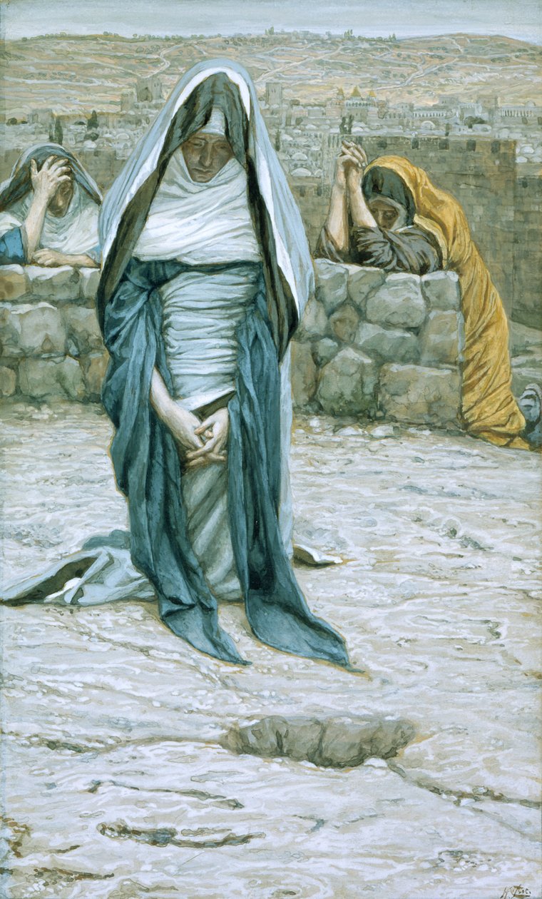 A Virgem Santa na velhice, ilustração para a vida de Cristo, c.1884-96 (wc e guache sobre papelão) de James Jacques Joseph Tissot