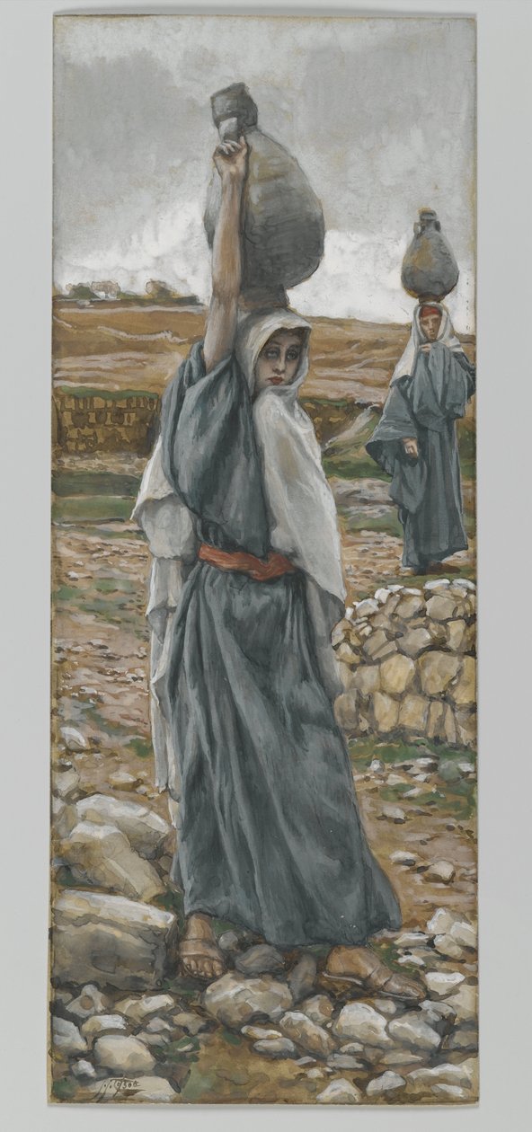 A Virgem Santa em sua juventude, ilustração da vida de nosso senhor Jesus Cristo (wc sobre o grafite no papel) de James Jacques Joseph Tissot