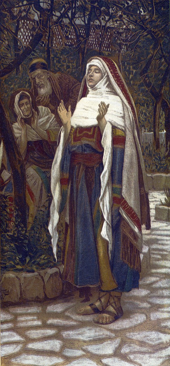 The Magnificat (canto de louvor cantado pela Virgem Maria depois da Anunciação) - The "Magnificat" - de "The Life of Our Lord Jesus Christ" - 1899 por James Tissot - La vie de notre seigneur Jesus Christ, de Jacques Joseph (Jacques Joseph) Tissot dit de James Jacques Joseph Tissot