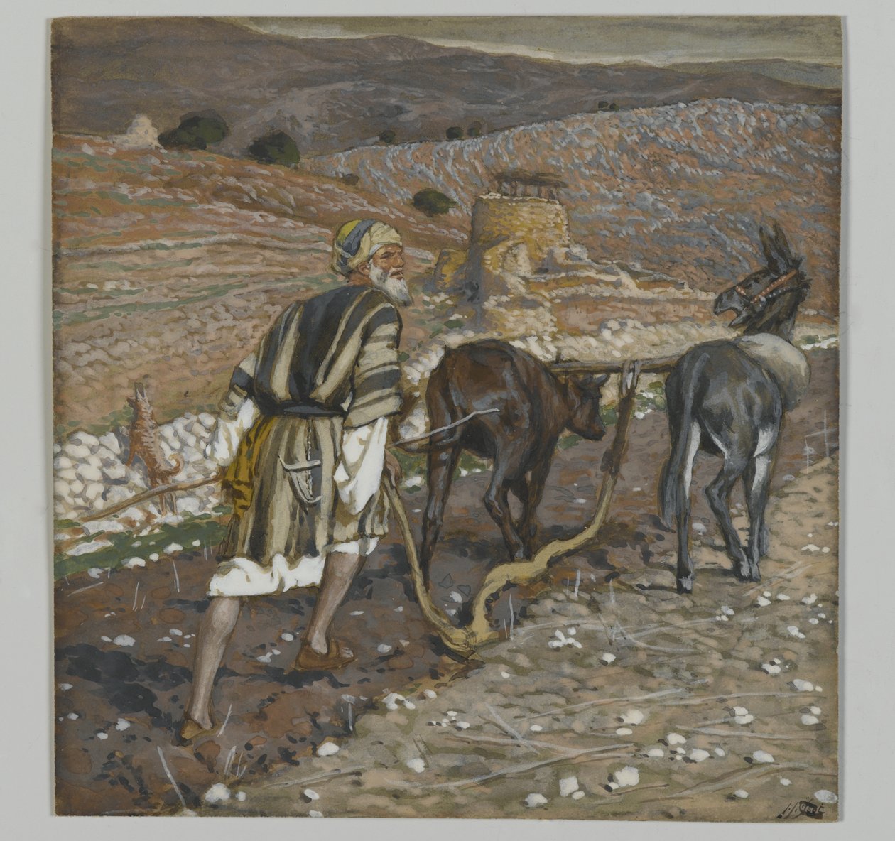 O homem no arado, ilustração da vida de nosso senhor Jesus Cristo (wc sobre grafite no papel) de James Jacques Joseph Tissot