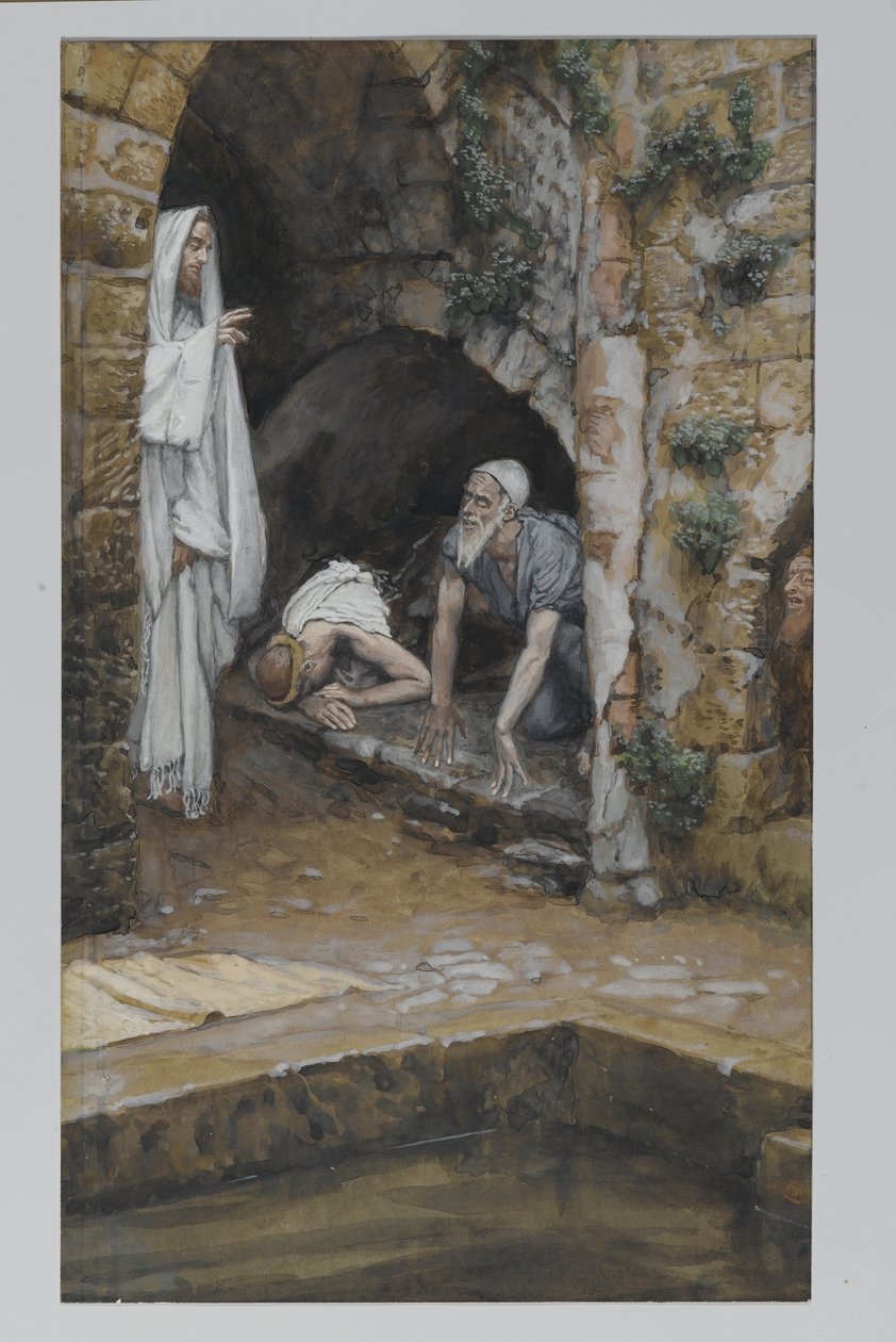 O homem com uma enfermidade, ilustração da Vida de Nosso Senhor Jesus Cristo (wc sobre grafite sobre papel) de James Jacques Joseph Tissot
