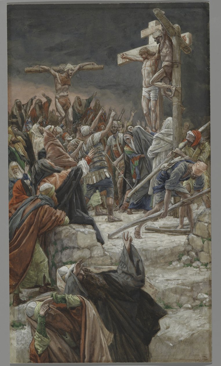 O Perdão do Bom Ladrão, ilustração da Vida de Nosso Senhor Jesus Cristo, 1886-94 (wc sobre grafite sobre papel) de James Jacques Joseph Tissot