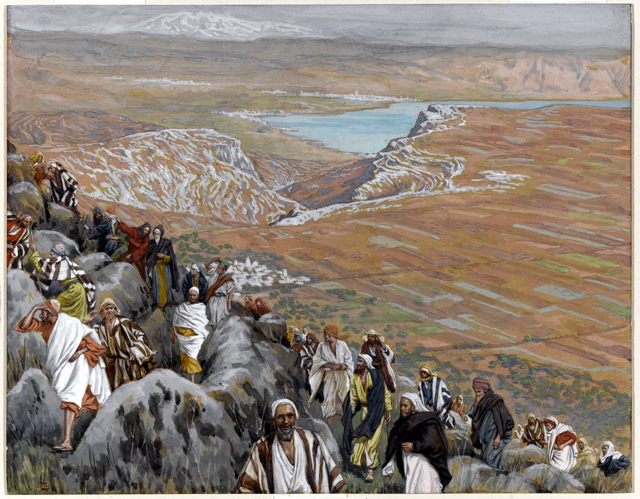As pessoas procuram Cristo para torná-lo rei, ilustração para a vida de Cristo, c.1886-94 (wc e guache no cartão) de James Jacques Joseph Tissot