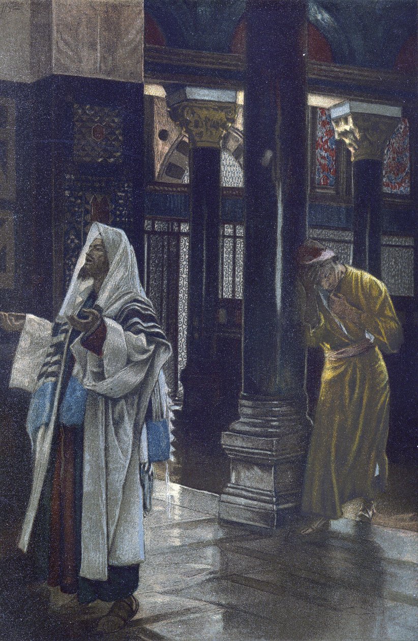 O Fariseu e o Publicano - O Fariseu e o Publicano - de "A Vida de Nosso Senhor Jesus Cristo" - 1899 por James Tissot - La vie de notre seigneur Jesus Cristo, por Jacques Joseph (Jacques Joseph) Tissot dit James Tissot (1836-1902) de James Jacques Joseph Tissot