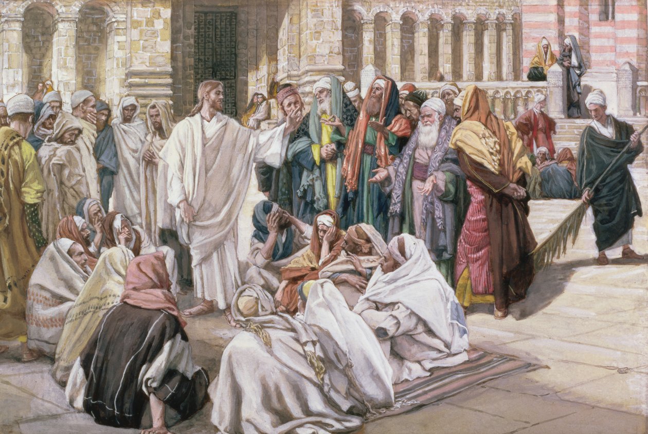 Os fariseus questionam Jesus, ilustração para A vida de Cristo, c. 1867-96 (guache sobre papelão) de James Jacques Joseph Tissot