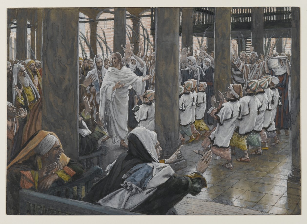 A Procissão no Templo, ilustração da Vida de Nosso Senhor Jesus Cristo, 1886-94 (wc sobre grafite sobre papel) de James Jacques Joseph Tissot