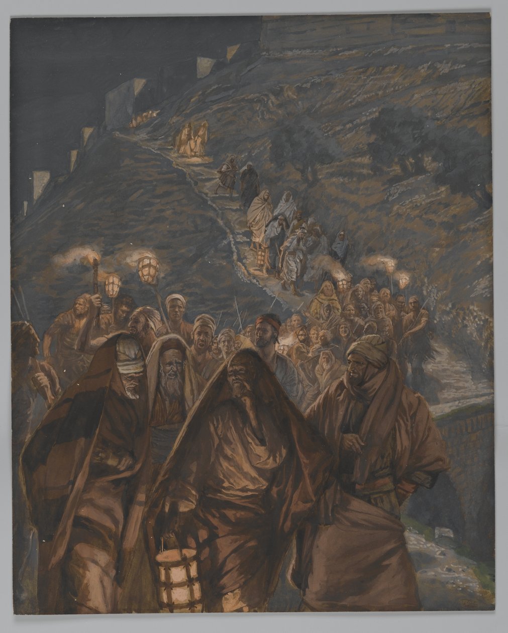 A Procissão de Judas, ilustração da Vida de Nosso Senhor Jesus Cristo, 1886-94 (wc sobre grafite sobre papel) de James Jacques Joseph Tissot