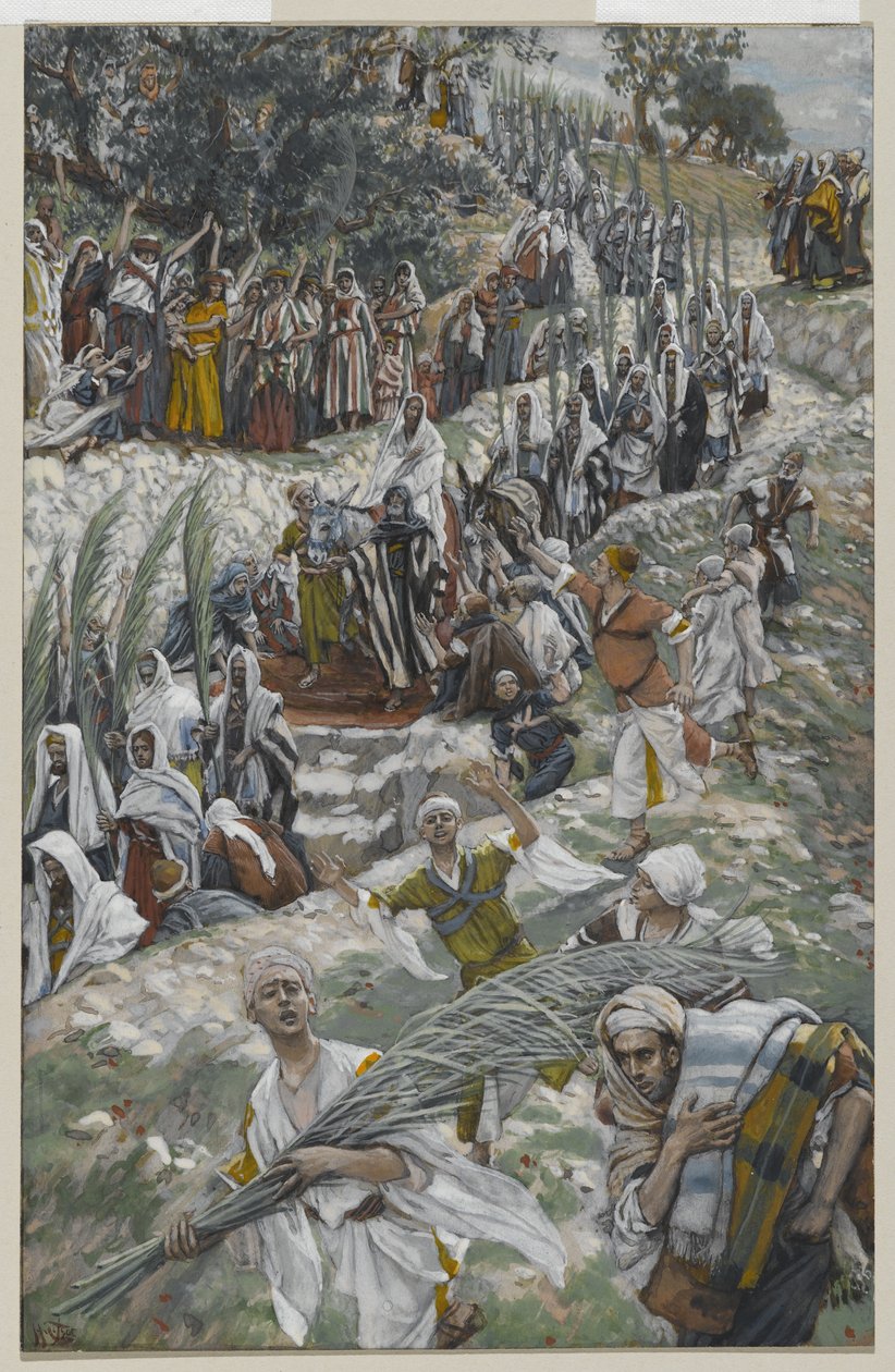 A Procissão no Monte das Oliveiras, ilustração da Vida de Nosso Senhor Jesus Cristo, 1886-94 (wc sobre grafite sobre papel) de James Jacques Joseph Tissot