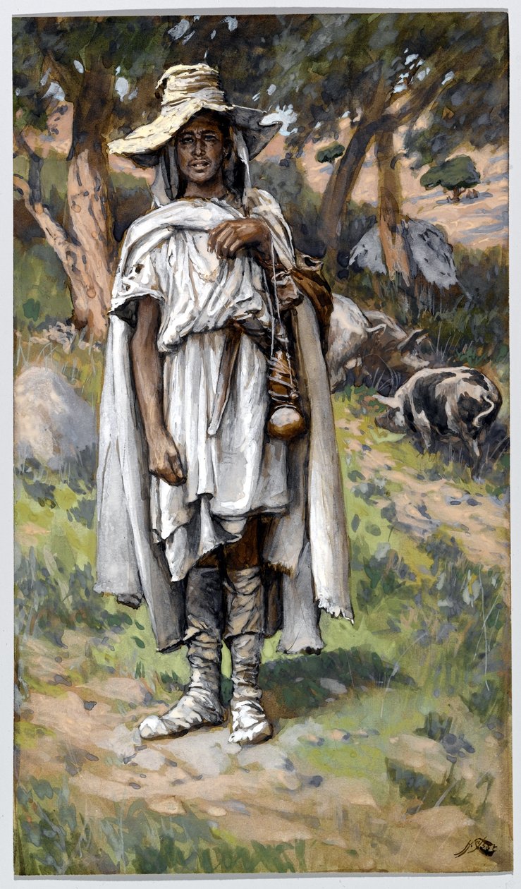 O Filho Pródigo Pedindo Esmolas, ilustração para A Vida de Cristo, c.1884-96 (wc e guache sobre papelão) de James Jacques Joseph Tissot