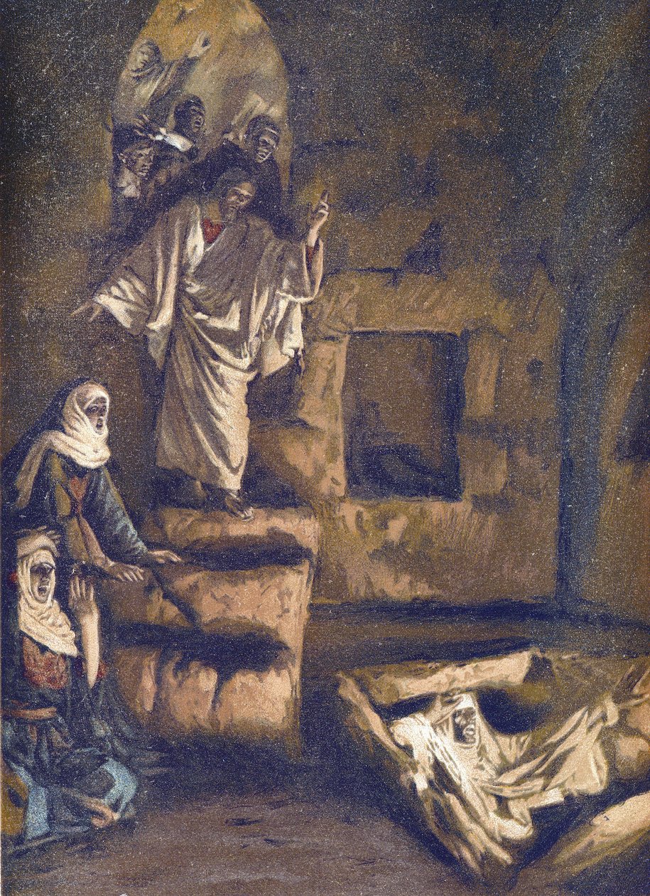 A Ressurreição de Lázaro - A Ressurreição de Lázaro - de "A Vida de Nosso Senhor Jesus Cristo" - 1899 por James Tissot - A Vida de Nosso Senhor Jesus Cristo, por Jacques Joseph (Jacques Joseph) Tissot dit James Tissot (1836-1902) de James Jacques Joseph Tissot