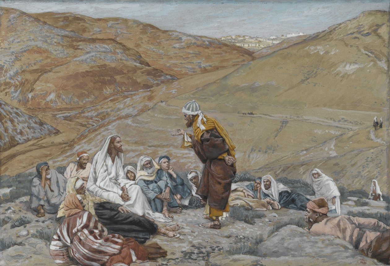 O Escriba Fez Tentar a Jesus, ilustração da Vida de Nosso Senhor Jesus Cristo, 1886-94 (wc sobre grafite sobre papel) de James Jacques Joseph Tissot
