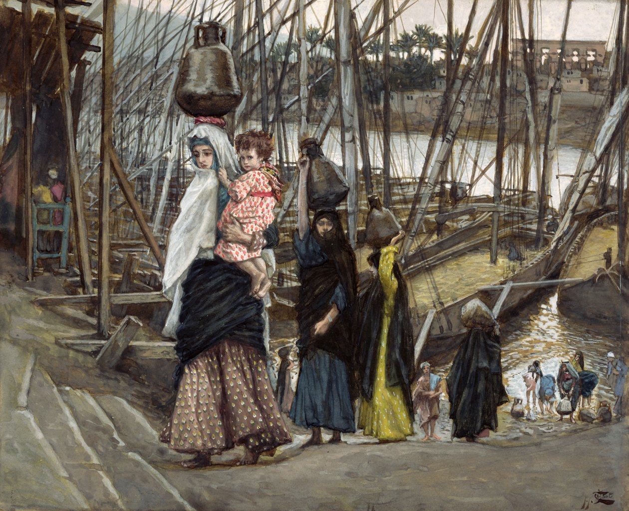 A ilustração de permanência, Egito, para a vida de Cristo, c.1886-94 (wc & guache no cartão) de James Jacques Joseph Tissot