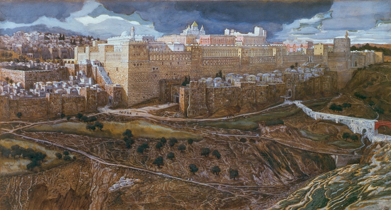 O Templo de Herodes em Nosso Tempo dos Lordes, c.1886-96 (guache sobre papelão) (ver também 182200) de James Jacques Joseph Tissot