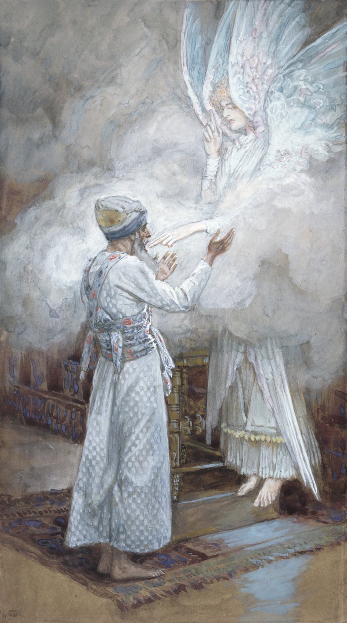 A Visão de Zacarias, ilustração para A Vida de Cristo, c.1886-94 (wc e guache sobre papelão) de James Jacques Joseph Tissot