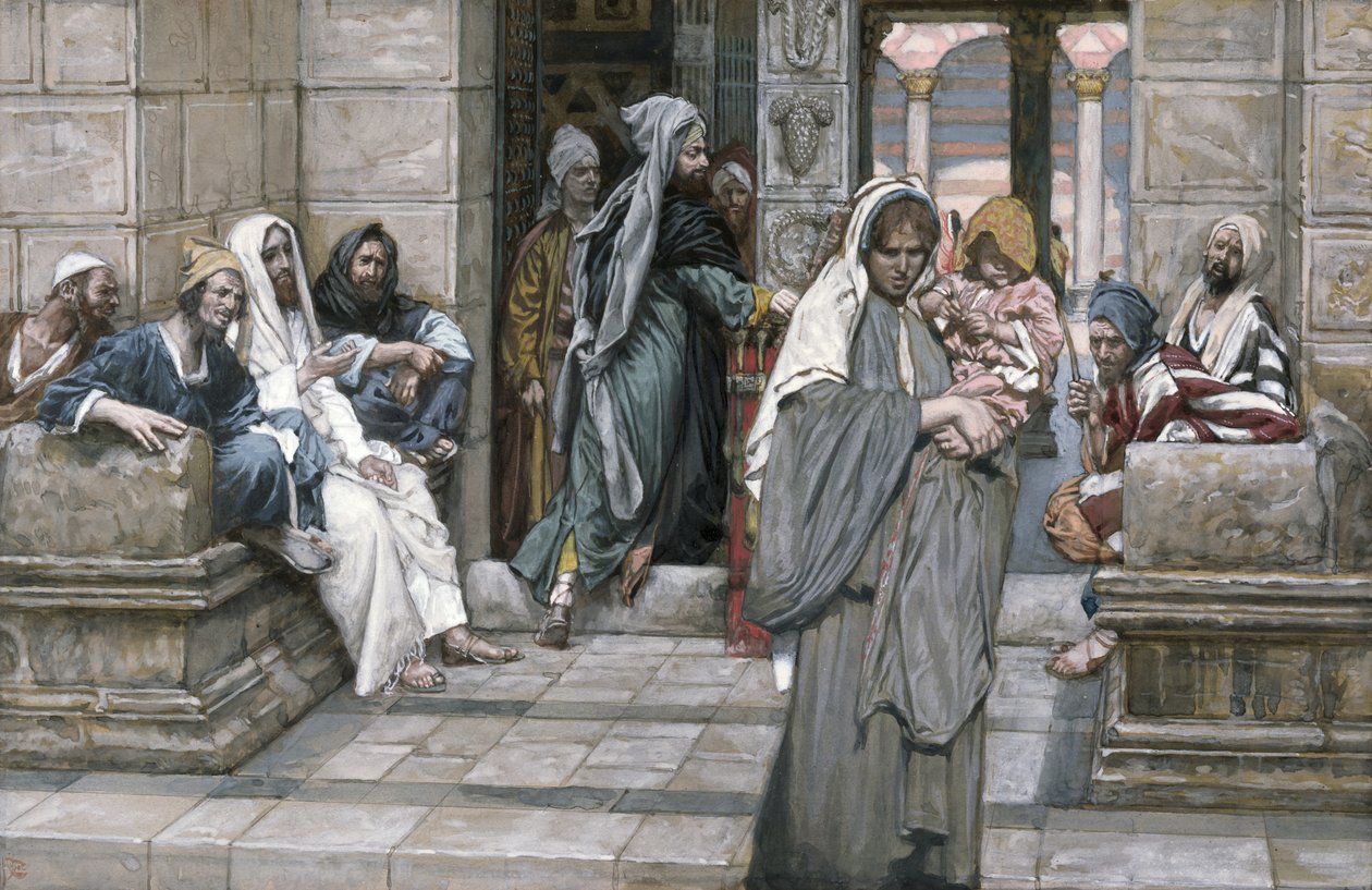 As viúvas, ilustração para A Vida de Cristo, c.1884-96 (wc e guache sobre papelão) de James Jacques Joseph Tissot