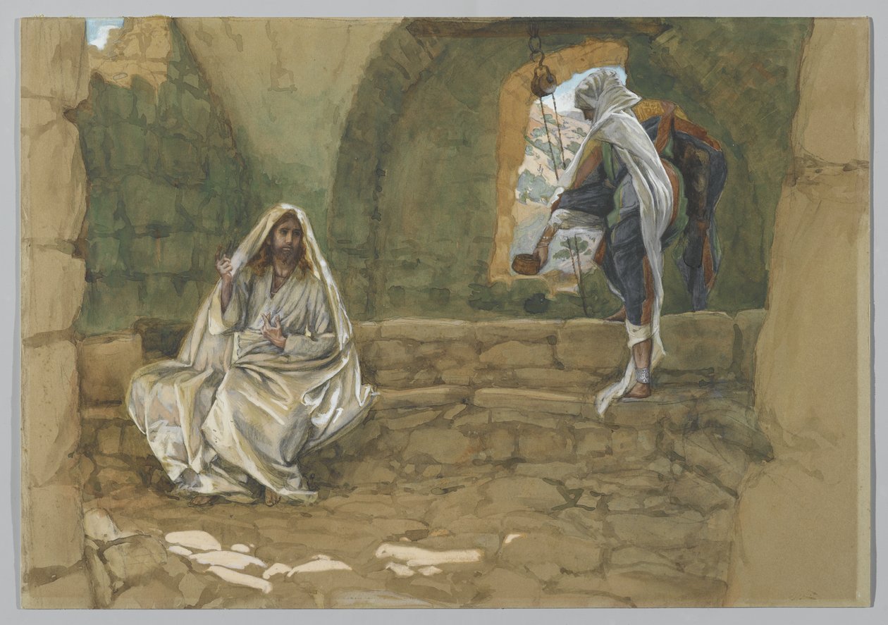 A mulher de Samaria no poço, ilustração da vida de nosso Senhor Jesus Cristo (wc sobre grafite no papel) de James Jacques Joseph Tissot