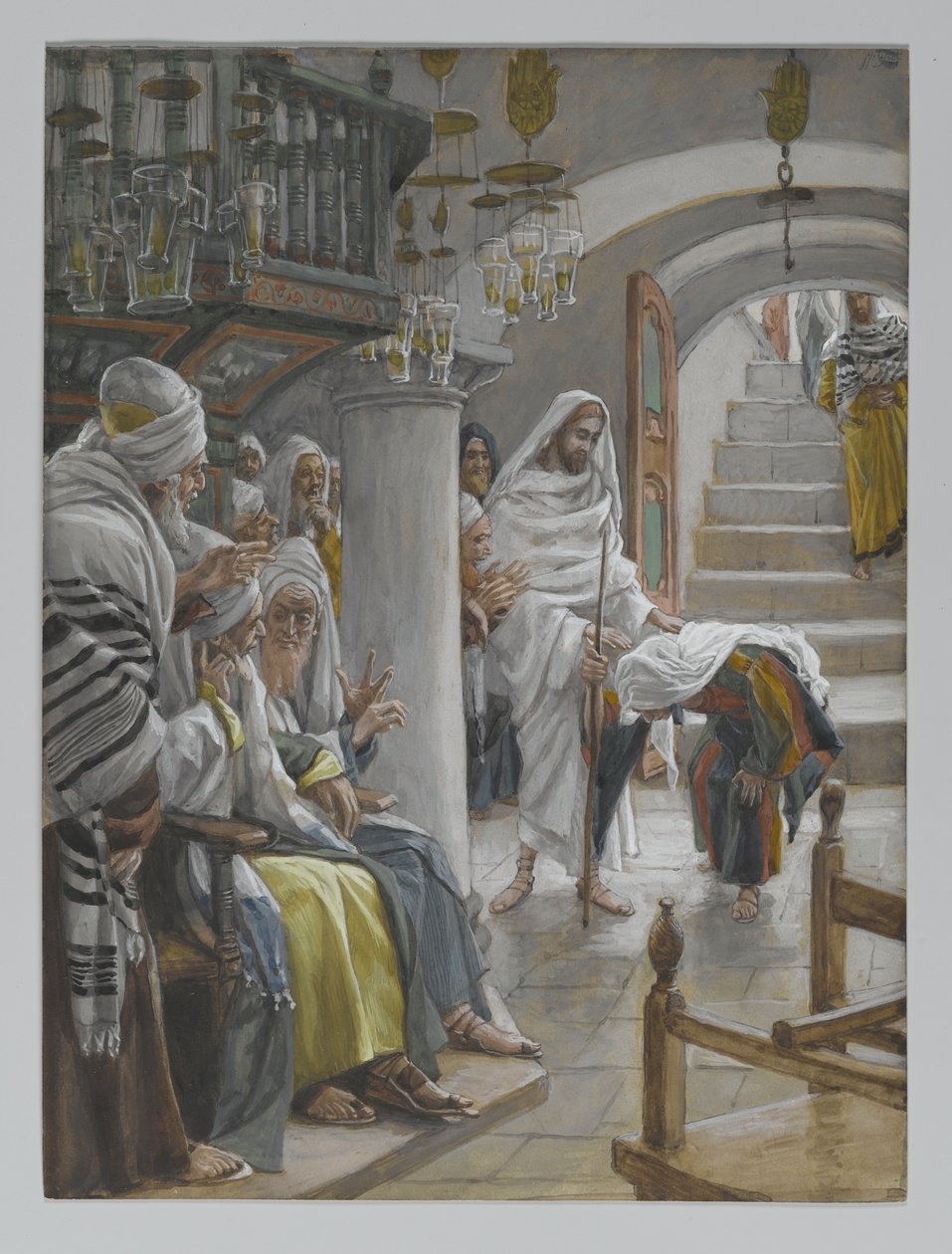 A mulher com uma enfermidade de dezoito anos, ilustração da vida de Nosso Senhor Jesus Cristo, 1886-96 (wc sobre grafite sobre papel) de James Jacques Joseph Tissot