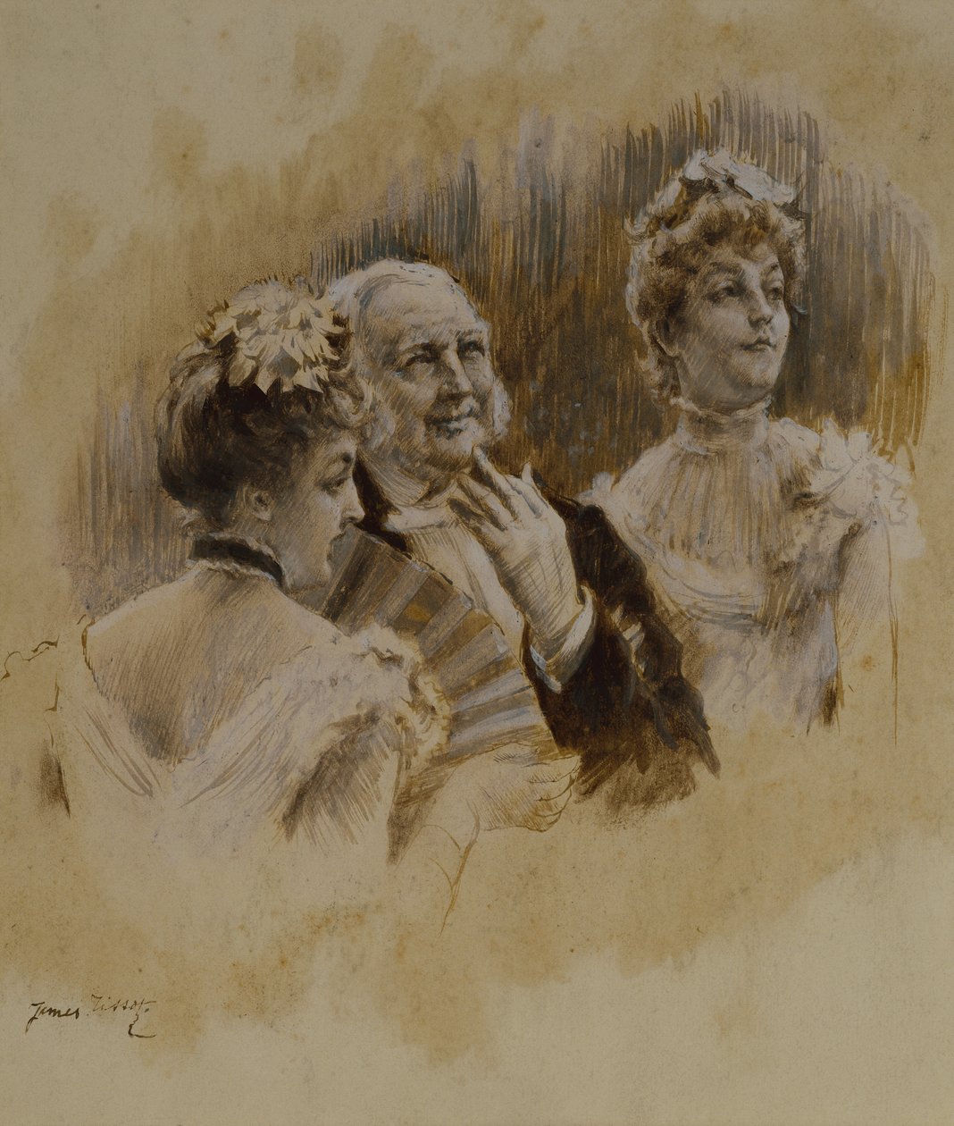 As Mulheres em Paris: As Moças das Províncias (caneta e tinta) de James Jacques Joseph Tissot
