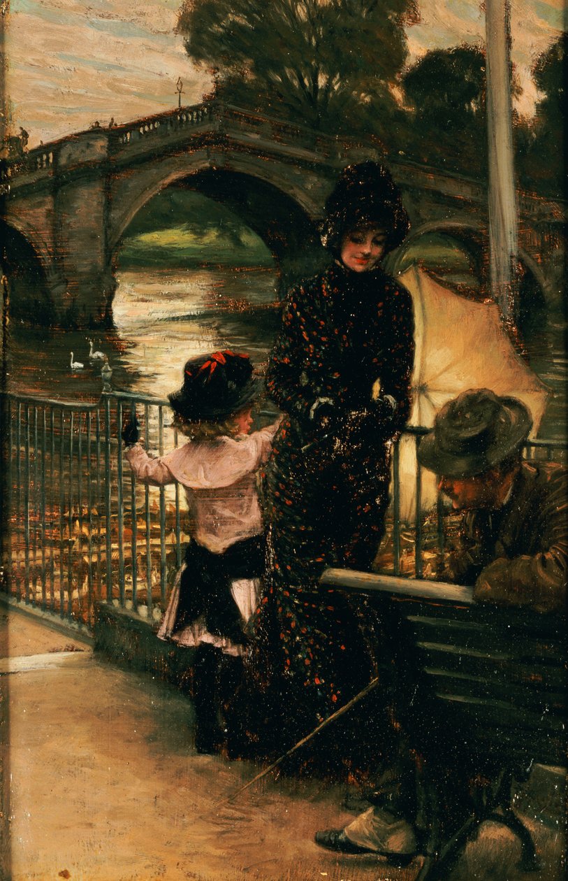 A artista, Sra. Kathleen Newton e sua sobrinha, Lilian Hervey, pelo Tamisa em Richmond, 1878-79 de James Jacques Joseph Tissot