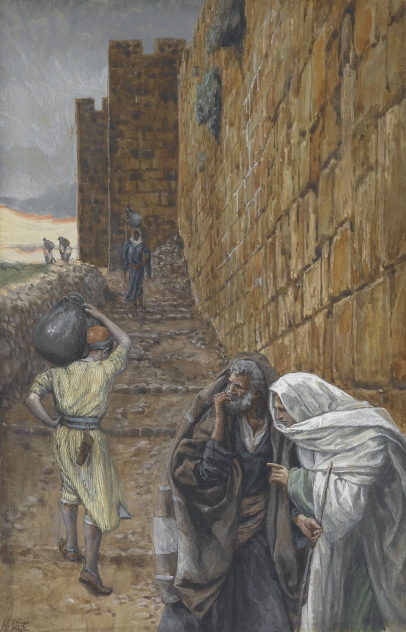O homem que carrega um jarro, ilustração da vida de nosso senhor Jesus Cristo, 1886-94 (wc sobre grafite no papel) de James Jacques Joseph Tissot